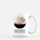 Fayetteville Arkansas city skyline with vintage Fayetteville map - Mug | 15 oz - City Map Skyline