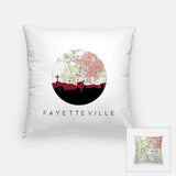 Fayetteville Arkansas city skyline with vintage Fayetteville map - Pillow | Square - City Map Skyline