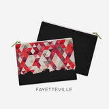 Fayetteville Arkansas geometric skyline - Pouch | Small / Crimson - Geometric Skyline
