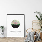 Fayetteville North Carolina city skyline with vintage Fayetteville map - City Map Skyline