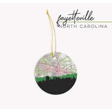 Fayetteville North Carolina city skyline with vintage Fayetteville map - Ornament - City Map Skyline