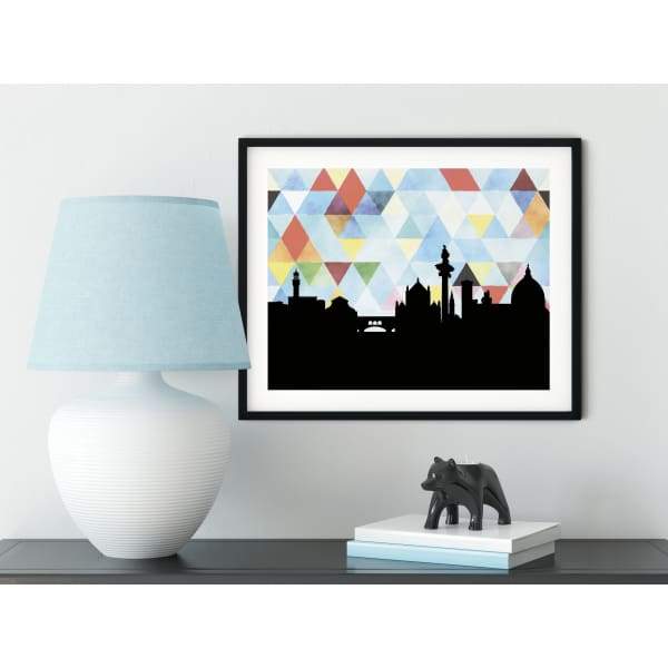 Florence Italy geometric skyline - 5x7 Unframed Print / LightSkyBlue - Geometric Skyline