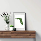 Florida ’home’ state silhouette - 5x7 Unframed Print / DarkGreen - Home Silhouette