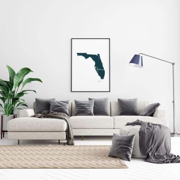Florida ’home’ state silhouette - 5x7 Unframed Print / DarkSlateGray - Home Silhouette