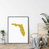 Florida ’home’ state silhouette - 5x7 Unframed Print / GoldenRod - Home Silhouette