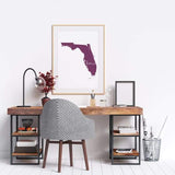 Florida ’home’ state silhouette - 5x7 Unframed Print / Purple - Home Silhouette