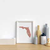 Florida ’home’ state silhouette - 5x7 Unframed Print / RosyBrown - Home Silhouette