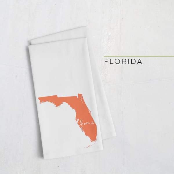 Florida ’home’ state silhouette - Tea Towel / Orange - Home Silhouette
