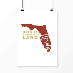 Florida State Song - 5x7 Unframed Print / Gold and FireBrick - State Song