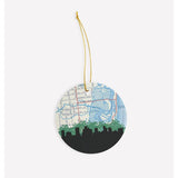 Fort Lauderdale Florida city skyline with vintage Fort Lauderdale map - Ornament - City Map Skyline