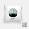 Fort Lauderdale Florida city skyline with vintage Fort Lauderdale map - Pillow | Square - City Map Skyline
