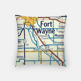 Fort Wayne Indiana city skyline with vintage Fort Wayne map - City Map Skyline