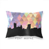 Fort Wayne Indiana geometric skyline - Pillow | Lumbar / RebeccaPurple - Geometric Skyline