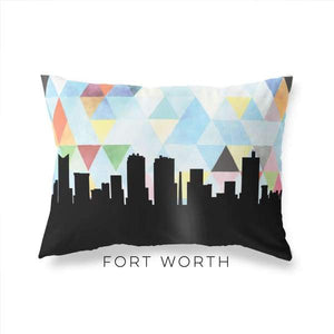 Fort Worth Texas geometric skyline - Pillow | Lumbar / LightSkyBlue - Geometric Skyline