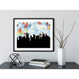 Frankfurt Germany geometric skyline - 5x7 Unframed Print / LightSkyBlue - Geometric Skyline