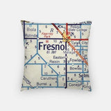 Fresno California city skyline with vintage Fresno map - City Map Skyline