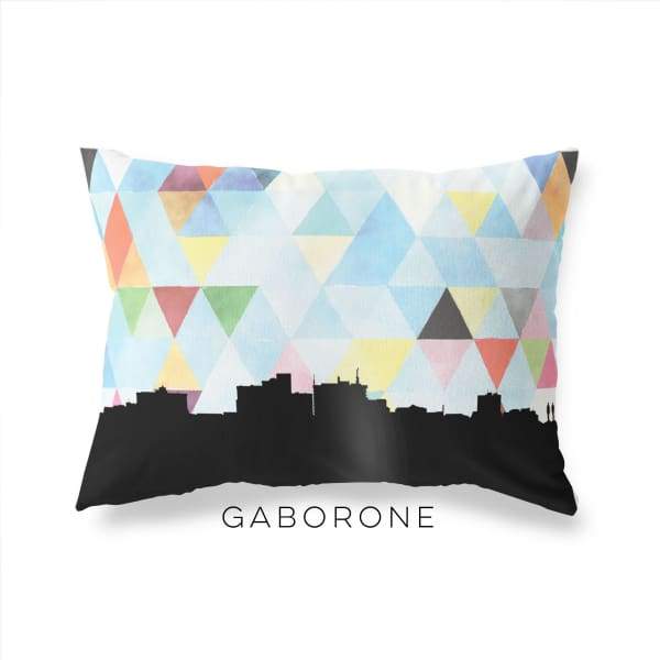 Gaborone Botswana geometric skyline - Pillow | Lumbar / LightSkyBlue - Geometric Skyline