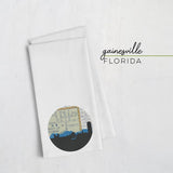Gainesville Florida city skyline with vintage Gainesville map - Tea Towel - City Map Skyline