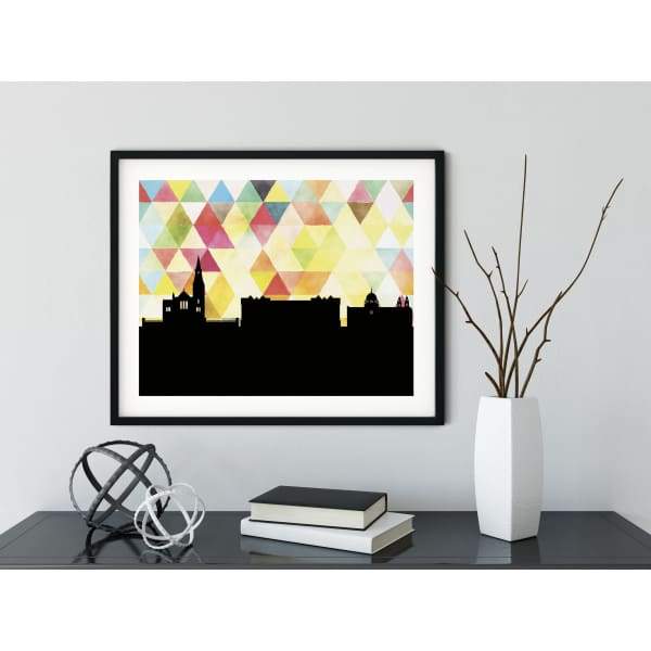 Galway Ireland geometric skyline - 5x7 Unframed Print / Yellow - Geometric Skyline