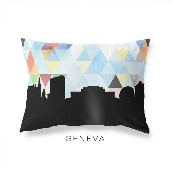 Geneva Switzerland geometric skyline - Pillow | Lumbar / LightSkyBlue - Geometric Skyline