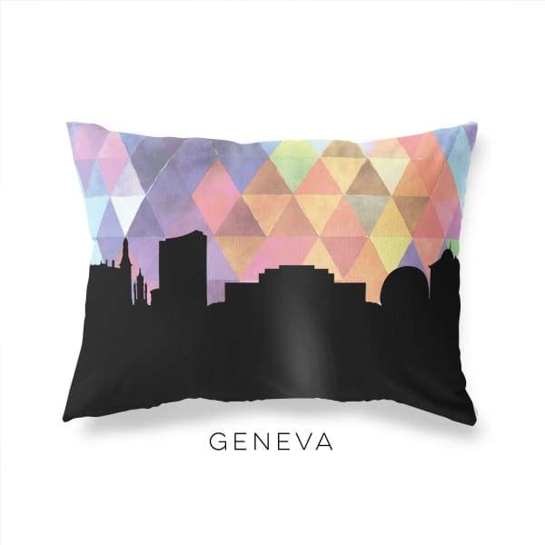 Geneva Switzerland geometric skyline - Pillow | Lumbar / RebeccaPurple - Geometric Skyline