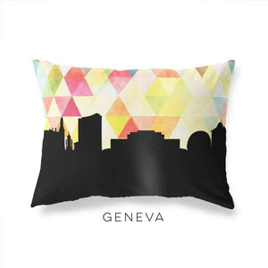Geneva Switzerland geometric skyline - Pillow | Lumbar / Yellow - Geometric Skyline