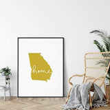 Georgia ’home’ state silhouette - 5x7 Unframed Print / GoldenRod - Home Silhouette