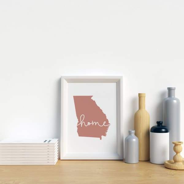 Georgia ’home’ state silhouette - 5x7 Unframed Print / RosyBrown - Home Silhouette