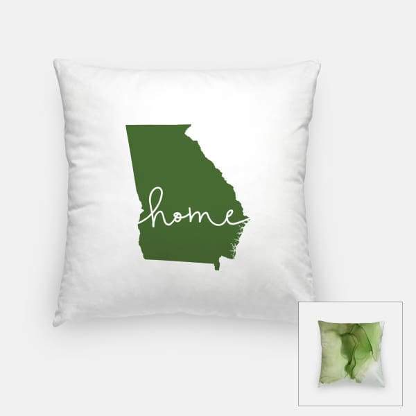Georgia ’home’ state silhouette - Pillow | Square / DarkGreen - Home Silhouette