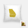 Georgia ’home’ state silhouette - Pillow | Square / GoldenRod - Home Silhouette