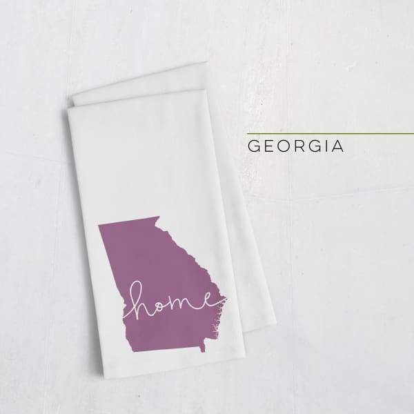 Georgia ’home’ state silhouette - Tea Towel / Purple - Home Silhouette