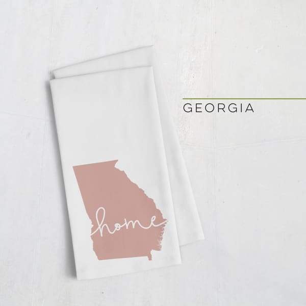 Georgia ’home’ state silhouette - Tea Towel / RosyBrown - Home Silhouette