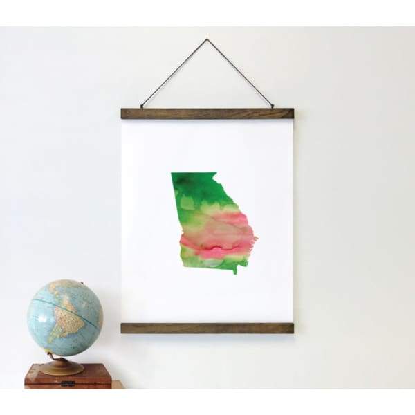 Georgia state watercolor - 5x7 Unframed Print / Pink + Green - State Watercolor