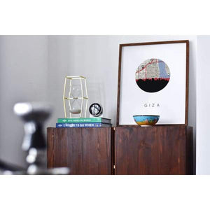Giza Egypt city skyline with vintage Giza map - City Map Skyline