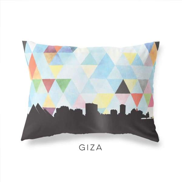 Giza Egypt geometric skyline - Pillow | Lumbar / LightSkyBlue - Geometric Skyline
