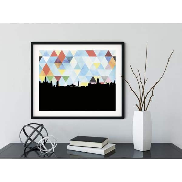Glasgow Scotland geometric skyline - 5x7 Unframed Print / LightSkyBlue - Geometric Skyline