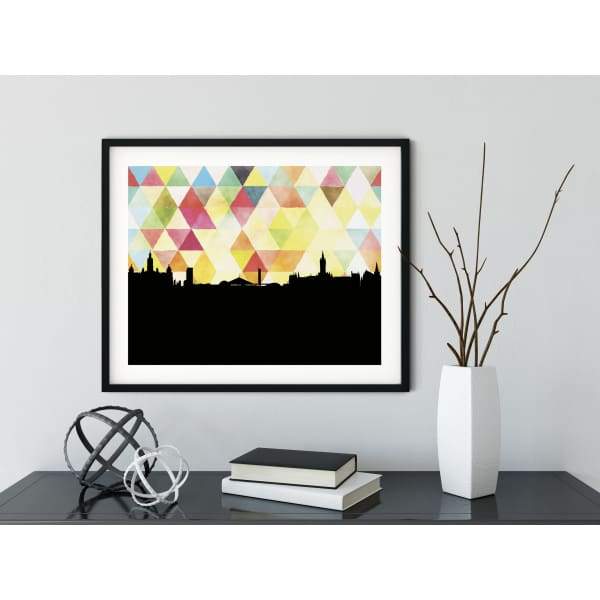 Glasgow Scotland geometric skyline - 5x7 Unframed Print / Yellow - Geometric Skyline