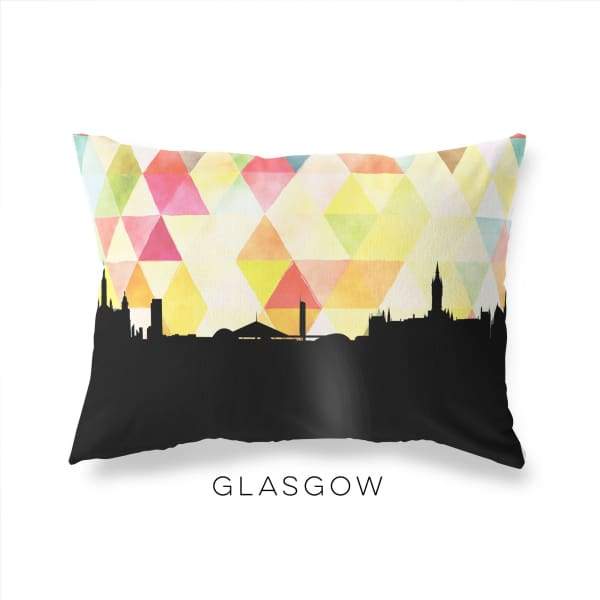 Glasgow Scotland geometric skyline - Pillow | Lumbar / Yellow - Geometric Skyline
