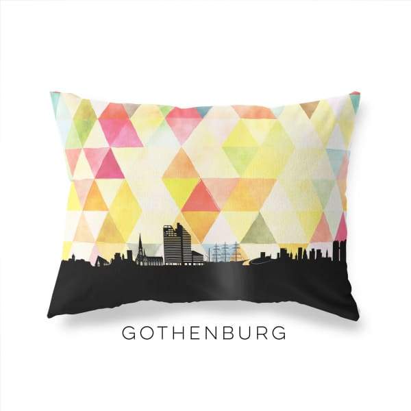 Gothenburg Sweden geometric skyline - Pillow | Lumbar / Yellow - Geometric Skyline
