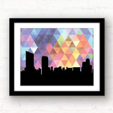 Grand Rapids Michigan geometric skyline - 5x7 Unframed Print / RebeccaPurple - Geometric Skyline
