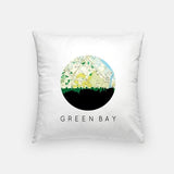 Green Bay Wisconsin city skyline with vintage Green Bay map - Pillow | Square - City Map Skyline