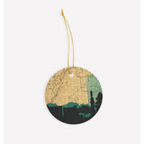 Greene New York city skyline with vintage Greene map - Ornament - City Map Skyline