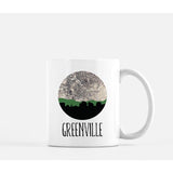 Greenville South Carolina city skyline with vintage Greenville map - Mug | 11 oz - City Map Skyline
