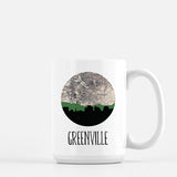 Greenville South Carolina city skyline with vintage Greenville map - Mug | 15 oz - City Map Skyline