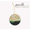 Greenville South Carolina city skyline with vintage Greenville map - Ornament - City Map Skyline