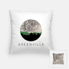 Greenville South Carolina city skyline with vintage Greenville map - Pillow | Square - City Map Skyline