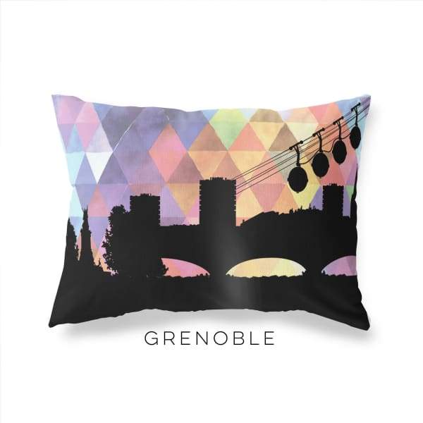 Grenoble France geometric skyline - Pillow | Lumbar / RebeccaPurple - Geometric Skyline