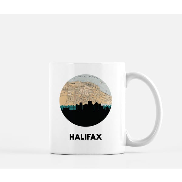 Halifax Nova Scotia city skyline with vintage Halifax map - City Map Skyline