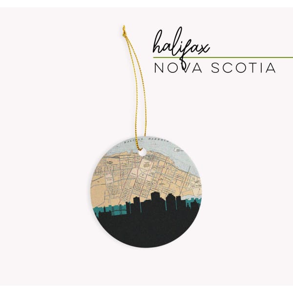 Halifax Nova Scotia city skyline with vintage Halifax map - City Map Skyline