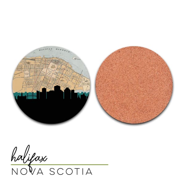 Halifax Nova Scotia city skyline with vintage Halifax map - City Map Skyline